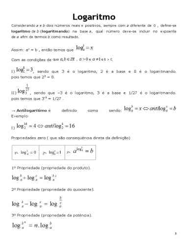 Exercícios resolvidos de função logarítmica em PDF Aprenda de forma